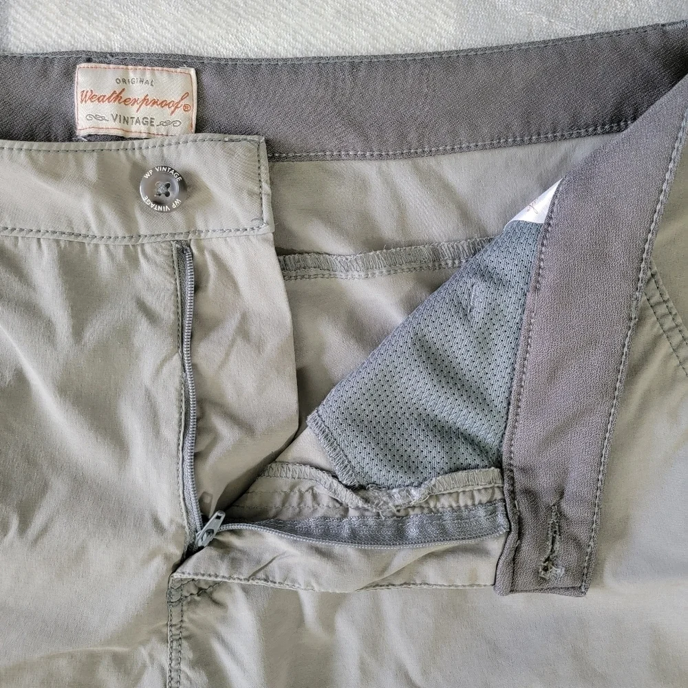 Original Weatherproof Vintage Straight Fit Mens Gray Shorts Zip Pocket Size 40 - Picture 6 of 13